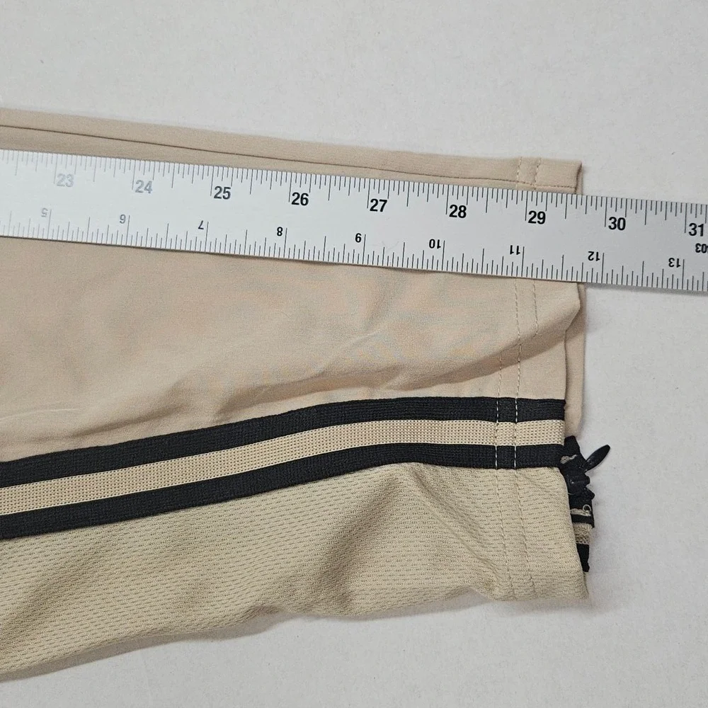 NBA Men's Beige Track Jogger Pants Logo Side Stripes‎ Size Small Zip Ankle Cuff